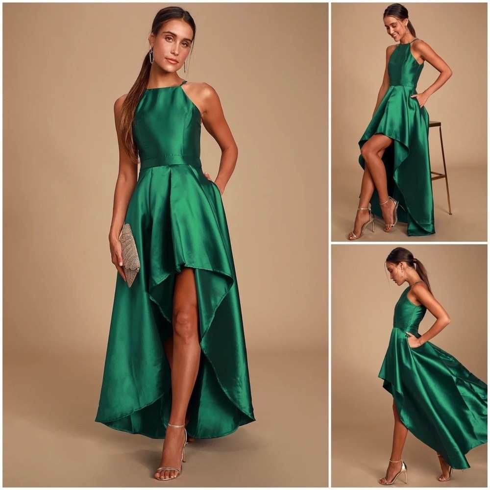 Lulus Broadway Show Emerald Green High-Low Gown Size‎ Medium